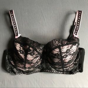 SOLD ON M / Jezebel Black Pink Lace Boudoir Bra